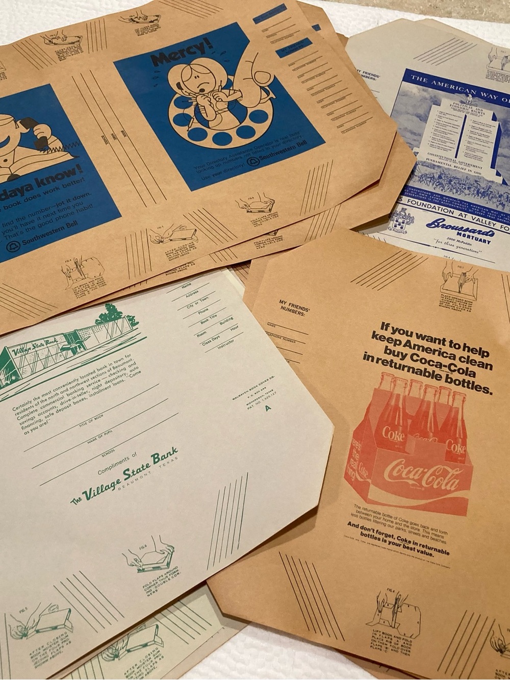 Coca Cola Vintage Red and Brown Promotional Vintage Book Covers lot of 30